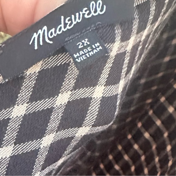 Madewell empire top long sleeve X2 size black and brown pattern preowned - Picture 5 of 5